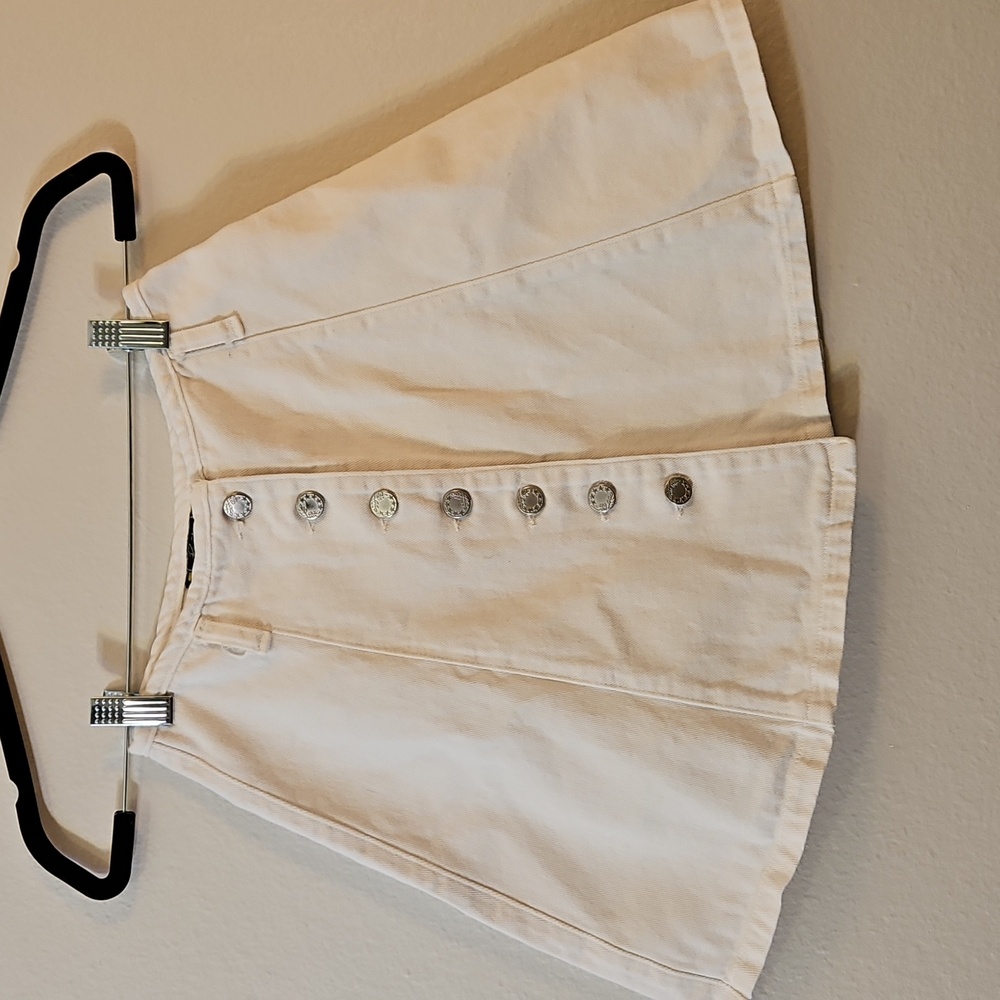 Vintage 90's White Denim Button-Up Women's Skirt 100% Cotton. Made In USA. Photo